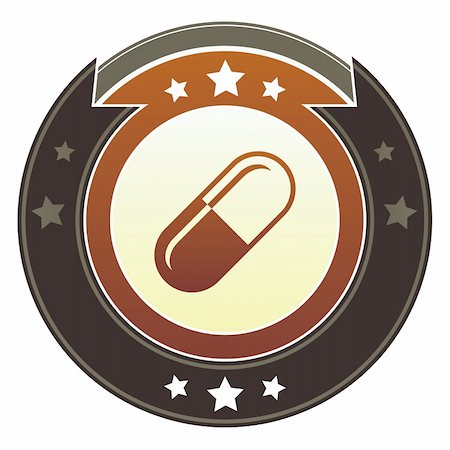 pills vector - Pill, pharmaceutical, or healthcare icon on round red and brown imperial vector button with star accents Stock Photo - Budget Royalty-Free & Subscription, Code: 400-05742345