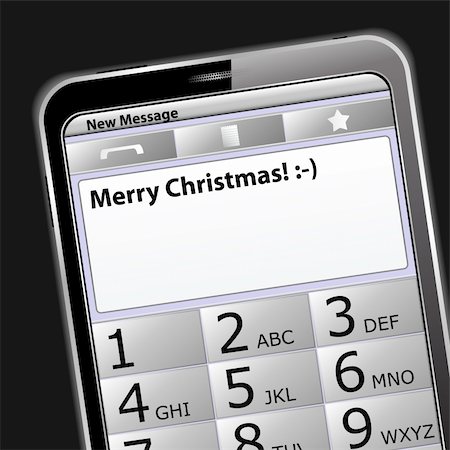 Smartphone with 'Merry Christmas' sms on the screen Stock Photo - Budget Royalty-Free & Subscription, Code: 400-05742579