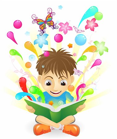 simsearch:700-00150473,k - A boy reading an amazing book. Stock Photo - Budget Royalty-Free & Subscription, Code: 400-05742918