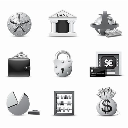 Bank icons | B&W series Stock Photo - Budget Royalty-Free & Subscription, Code: 400-05743177
