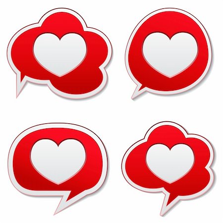 Red speech bubbles with heart icon, vector illustration Stock Photo - Budget Royalty-Free & Subscription, Code: 400-05754035