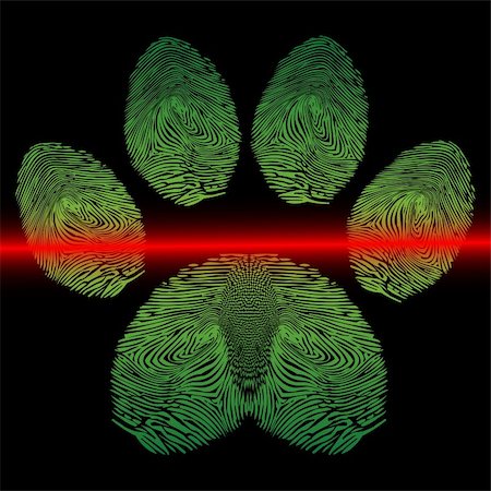 simsearch:400-06392340,k - Illustration scanned paw print on a black background. Stock Photo - Budget Royalty-Free & Subscription, Code: 400-05754171