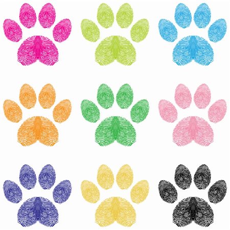 simsearch:400-06392340,k - Illustration paw prints dogs in different colors. Stock Photo - Budget Royalty-Free & Subscription, Code: 400-05754172