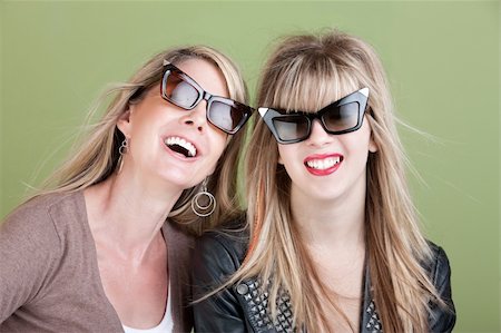 simsearch:400-05918419,k - Happy Caucasian mom and daughter in sunglasses laugh over a joke Stock Photo - Budget Royalty-Free & Subscription, Code: 400-05754651