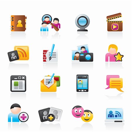 social networking and communication icons - vector icon set Stock Photo - Budget Royalty-Free & Subscription, Code: 400-05755279