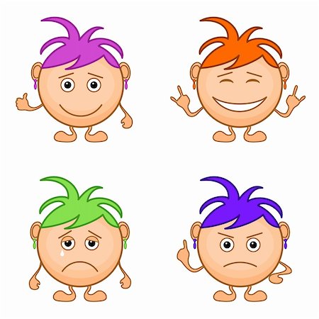 friends kids feet - Set of smilies girls with colored hair, symbolising various human emotions. Vector Stock Photo - Budget Royalty-Free & Subscription, Code: 400-05755582
