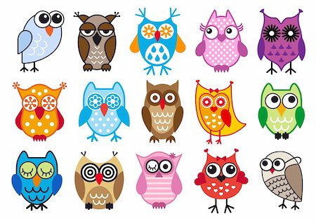 simsearch:400-07745600,k - set of colorful owls, vector illustration Stock Photo - Budget Royalty-Free & Subscription, Code: 400-05755604