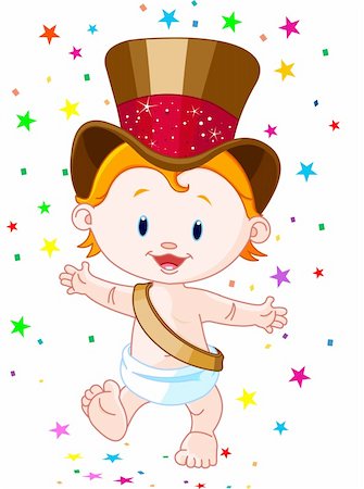 Cute baby New Year with top hat Stock Photo - Budget Royalty-Free & Subscription, Code: 400-05750644