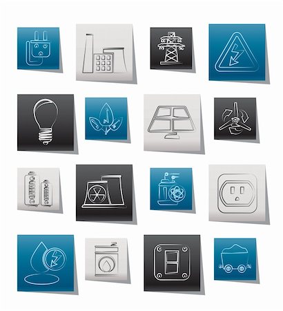 symbol battery of energy - power, energy and electricity icons - vector icon set Stock Photo - Budget Royalty-Free & Subscription, Code: 400-05751609