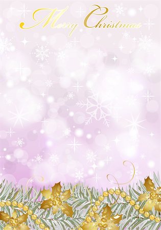 Christmas Background with snowflakes, fir branches, mistletoe element for design, vector illustration Stock Photo - Budget Royalty-Free & Subscription, Code: 400-05752394