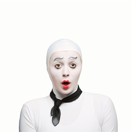 Isolated on white protrait of a mime woman showing surprising exspression Stock Photo - Budget Royalty-Free & Subscription, Code: 400-05753024