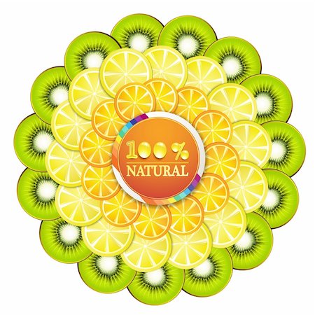 simsearch:400-06082374,k - Frame with slice of orange, kiwi, and lemon with percentage quality Stock Photo - Budget Royalty-Free & Subscription, Code: 400-05753550