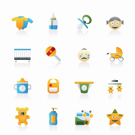 Baby, children and toys icons - vector icon set Stock Photo - Budget Royalty-Free & Subscription, Code: 400-05753635