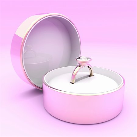 Pink gold diamond ring in a box on pink background Photographie de stock - Aubaine LD & Abonnement, Code: 400-05753835