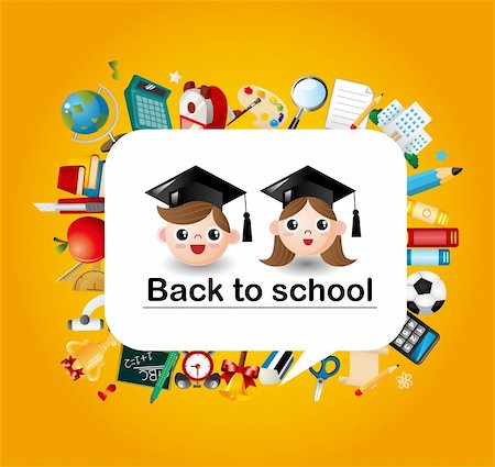 decoration for graduation - cartoon school icons card Stock Photo - Budget Royalty-Free & Subscription, Code: 400-05753926