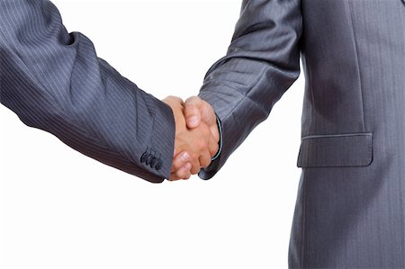 simsearch:400-04609965,k - Two businessmen hands handshake isolated over white Stock Photo - Budget Royalty-Free & Subscription, Code: 400-05876240
