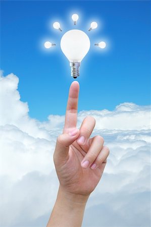 simsearch:400-04265413,k - light bulb in women hand on sky Stock Photo - Budget Royalty-Free & Subscription, Code: 400-05876817