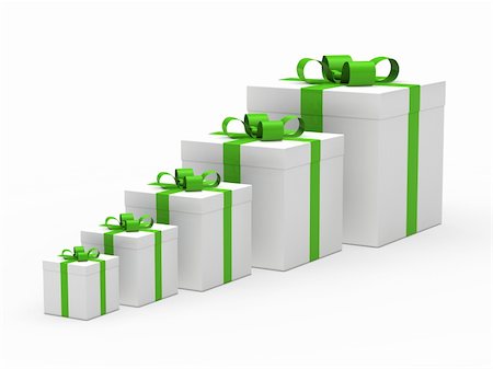 simsearch:400-04304378,k - 3d christmas gift box white green ribbon Photographie de stock - Aubaine LD & Abonnement, Code: 400-05876882