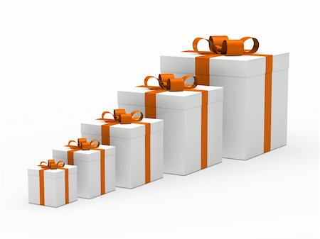 simsearch:400-04375128,k - 3d christmas gift box white orange ribbon Stock Photo - Budget Royalty-Free & Subscription, Code: 400-05876962