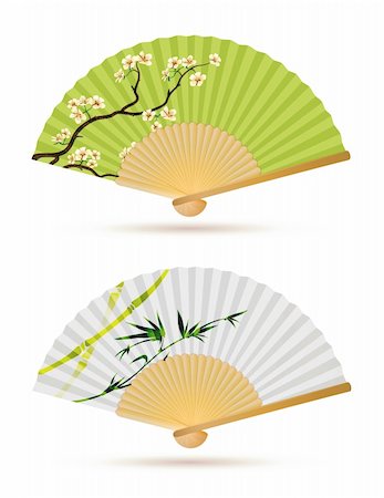 Vector illustration of two japanese folding fans isolated on white. Stock Photo - Budget Royalty-Free & Subscription, Code: 400-05877247