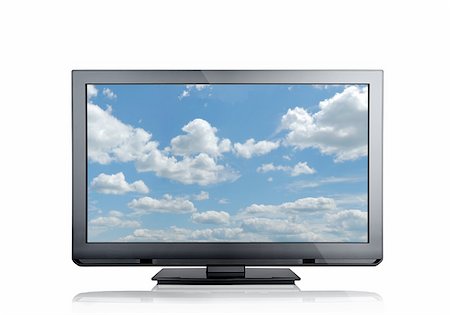 close up view of nice black tv on white back Stock Photo - Budget Royalty-Free & Subscription, Code: 400-05877352
