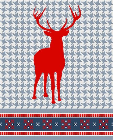 simsearch:400-08791935,k - Christmas reindeer silhouette on vintage seamless pattern background. Vector illustration. Foto de stock - Super Valor sin royalties y Suscripción, Código: 400-05877401