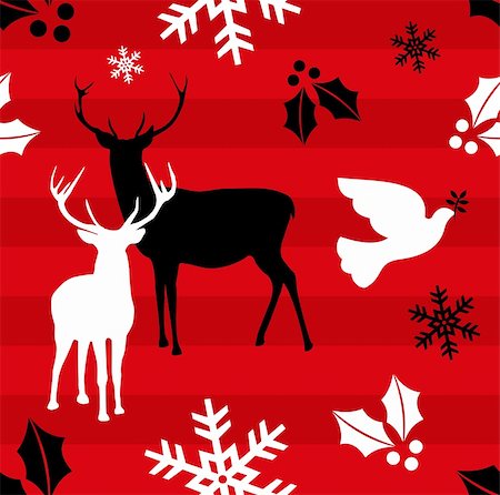 simsearch:400-07087316,k - Christmas elements and reindeers over red striped pattern background .Vector illustration Stock Photo - Budget Royalty-Free & Subscription, Code: 400-05877402