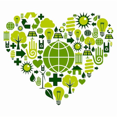 simsearch:400-05877514,k - Heart with environmental icons in green . Vector file available. Stock Photo - Budget Royalty-Free & Subscription, Code: 400-05877542