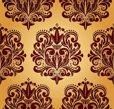 simsearch:400-05264188,k - Beautiful vector seamless damask pattern. Foto de stock - Super Valor sin royalties y Suscripción, Código: 400-05878773