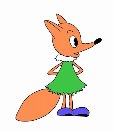 vector drawing of the small fox on white background Stock Photo - Budget Royalty-Free & Subscription, Code: 400-05879114