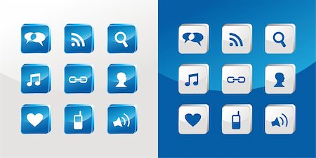 simsearch:400-05877514,k - Social media icons glass set over light and dark background. Vector file available Stock Photo - Budget Royalty-Free & Subscription, Code: 400-05879511