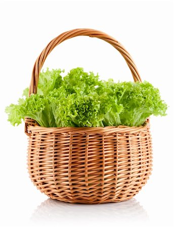 simsearch:400-05664137,k - green leaves lettuce in the basket isolated on white background Stock Photo - Budget Royalty-Free & Subscription, Code: 400-05884121