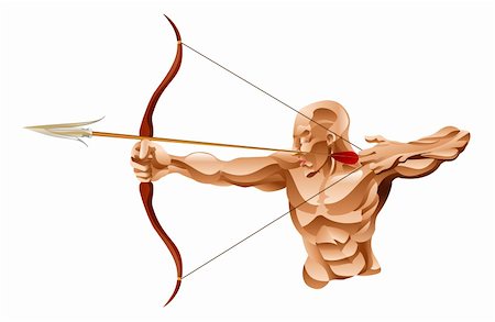 drawing of human archery - An illustration of a strong muscular archer with a bow and arrow Stock Photo - Budget Royalty-Free & Subscription, Code: 400-05884664