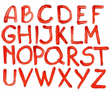 simsearch:400-04281403,k - Hand painted red acrylic alphabet isolated on white Stock Photo - Budget Royalty-Free & Subscription, Code: 400-05885036