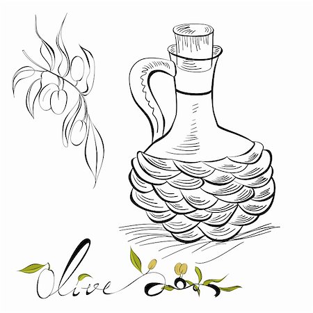 Olive and pitcher with olive oil Stock Photo - Budget Royalty-Free & Subscription, Code: 400-05885366