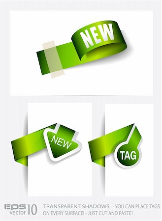 Original Style Green Eco Paper Tags with TRANSPARENT shadows. Ready to copy and paaste on every surface. Stock Photo - Budget Royalty-Free & Subscription, Code: 400-05885429
