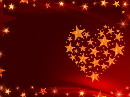 simsearch:400-05887181,k - golden orange stars form heart over red background with lights Stock Photo - Budget Royalty-Free & Subscription, Code: 400-05885623