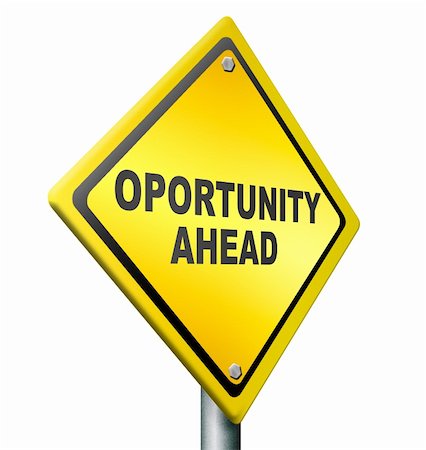 destiny direction - opportunity ahead, best chances to change for the better, job improvement,career move, yellow road sign with black text Stock Photo - Budget Royalty-Free & Subscription, Code: 400-05885644