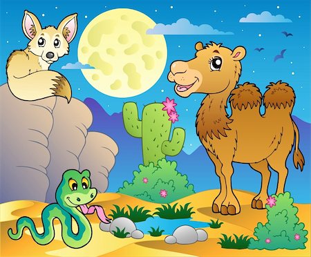 simsearch:400-04365864,k - Desert scene with various animals 3 - vector illustration. Stock Photo - Budget Royalty-Free & Subscription, Code: 400-05885701