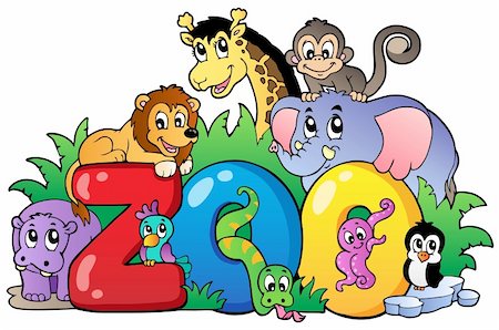 simsearch:400-04365864,k - Zoo sign with various animals - vector illustration. Stock Photo - Budget Royalty-Free & Subscription, Code: 400-05885726