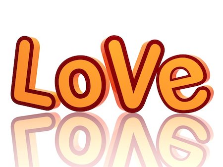 simsearch:400-05887181,k - 3d colour letters in red and orange, text - Love, isolated with reflection Stock Photo - Budget Royalty-Free & Subscription, Code: 400-05885814