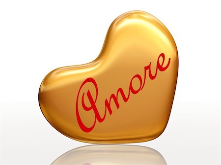 3d golden heart, red letters, text - Amore, isolated Stock Photo - Budget Royalty-Free & Subscription, Code: 400-05885813