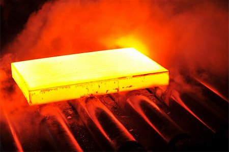 hot steel on conveyor Stock Photo - Budget Royalty-Free & Subscription, Code: 400-05886103