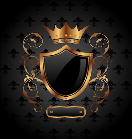 Illustration ornate heraldic shield with crown - vector Foto de stock - Super Valor sin royalties y Suscripción, Código: 400-05886170