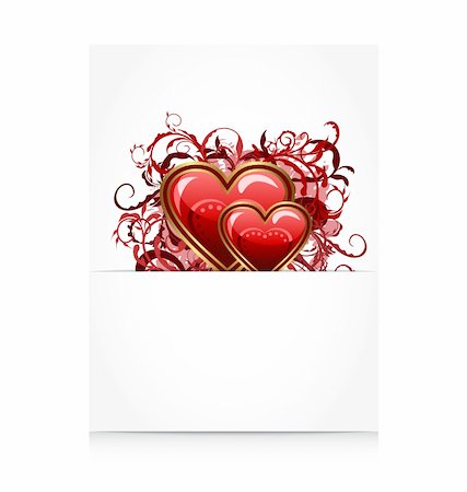 simsearch:400-06472080,k - Illustration romantic letter with grunge floral hearts - vector Stock Photo - Budget Royalty-Free & Subscription, Code: 400-05886182