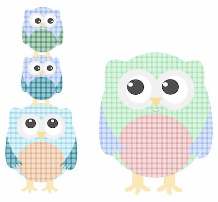 cute owl family isolated on white. vector background Stock Photo - Budget Royalty-Free & Subscription, Code: 400-05886506