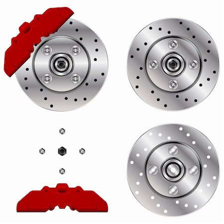 scalable - Car brake disk system isolated over white background Stock Photo - Budget Royalty-Free & Subscription, Code: 400-05886587