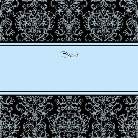 simsearch:400-05886855,k - Vector Dotted Damask Pattern and Blue Frame. Easy to edit. Perfect for invitations or announcements. Stock Photo - Budget Royalty-Free & Subscription, Code: 400-05886858