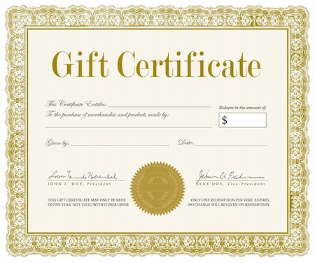 simsearch:400-06389983,k - Vector Ornate Gift Certificate. Easy to edit. Great for ornate certificates, diplomas, and awards. Stock Photo - Budget Royalty-Free & Subscription, Code: 400-05886852