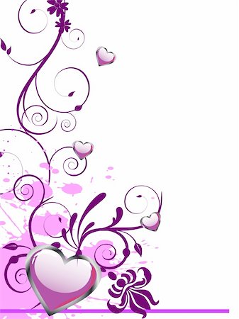 simsearch:400-04798374,k - vector illustration of purple hearts on a floral backgroundn Stock Photo - Budget Royalty-Free & Subscription, Code: 400-05886970